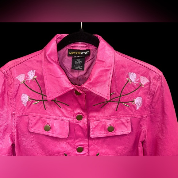 Vintage Looking 100% LEATHER Jacket Size 6 Metrostyle - Picture 3 of 9
